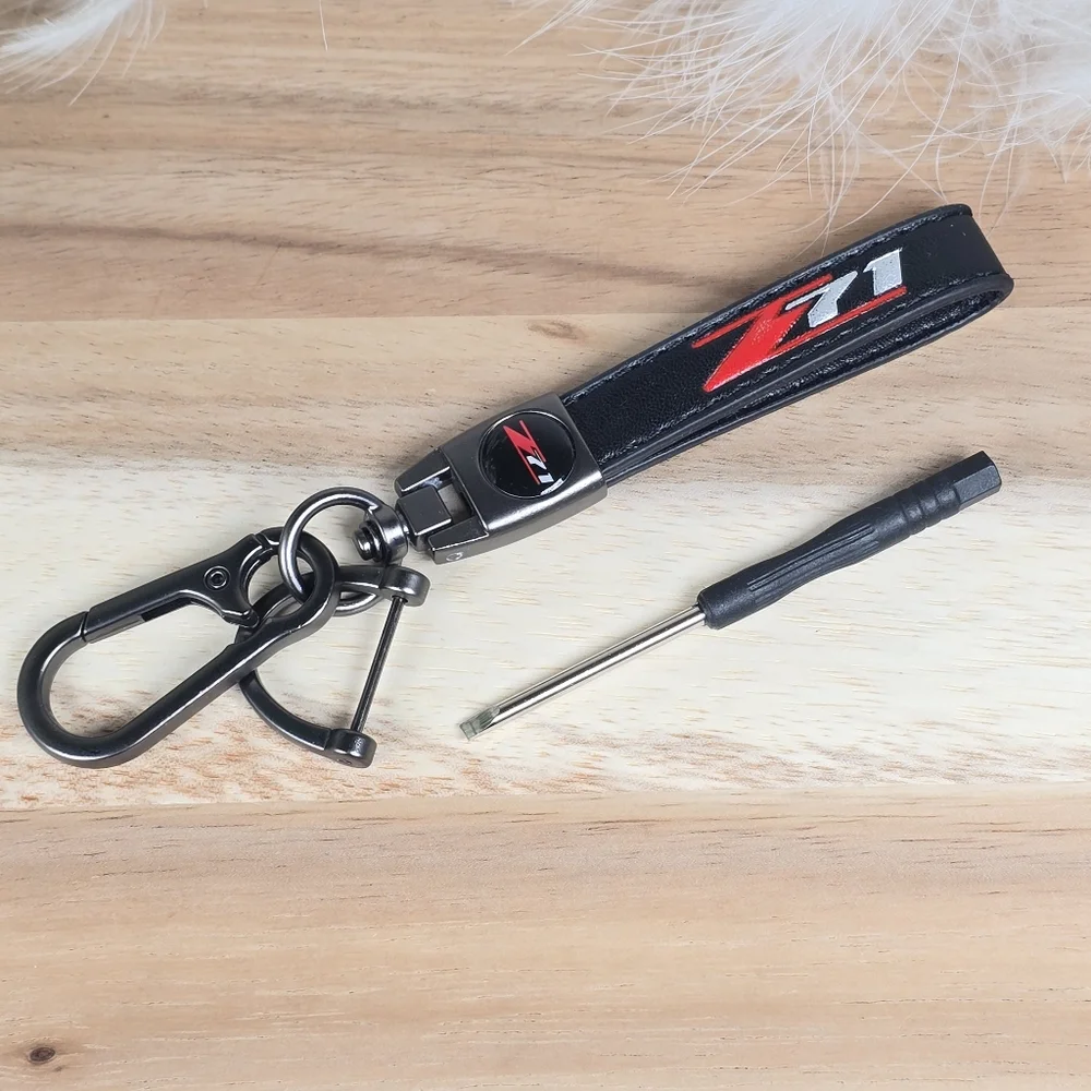 Black Leather Keychain with Screwdriver for Z71 Chevy Silverado or Colorado New